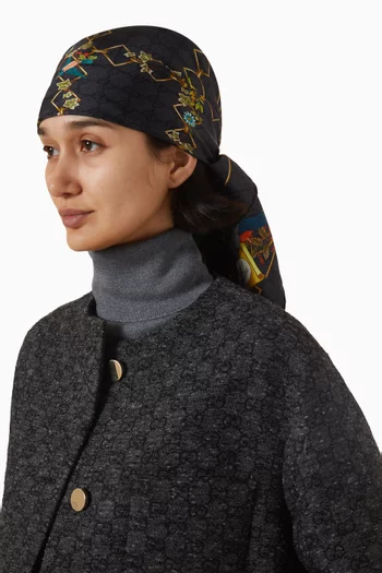 Floral-print Carré Scarf in Silk-twill