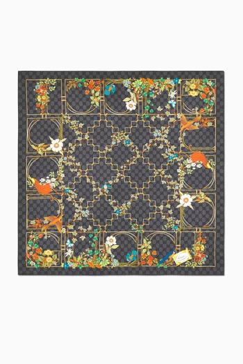 Floral-print Carré Scarf in Silk-twill