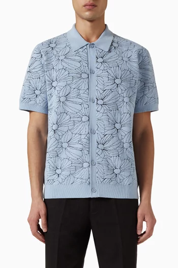 Tellaro Flower Jacquard Shirt in Cotton-blend