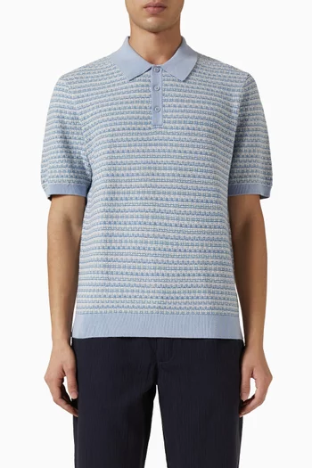 Naples Mini Geometric Knitted Polo Shirt in Cotton-blend