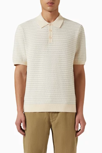 Naples Mini Geometric Knitted Polo Shirt in Cotton-blend