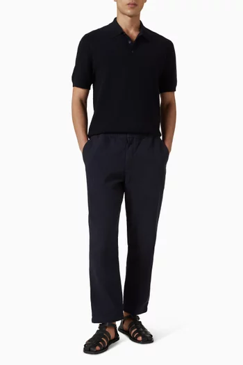 Naples Retro Diamond Knitted Polo Shirt in Cotton-blend