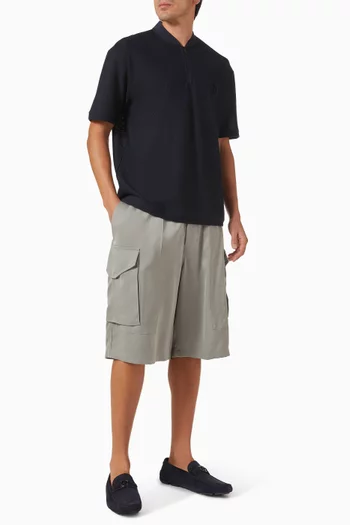 Oversized Bermuda Shorts in Washed Lyocell Poplin