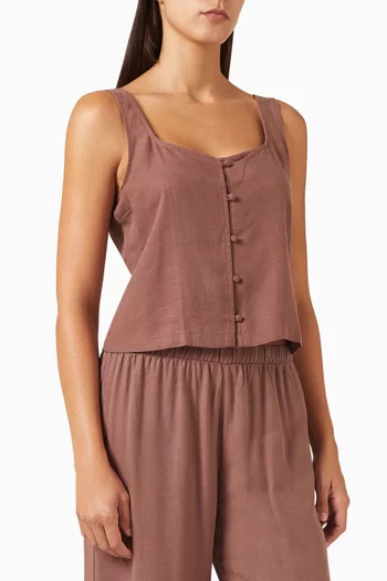 Trestles Twill Button-front Top