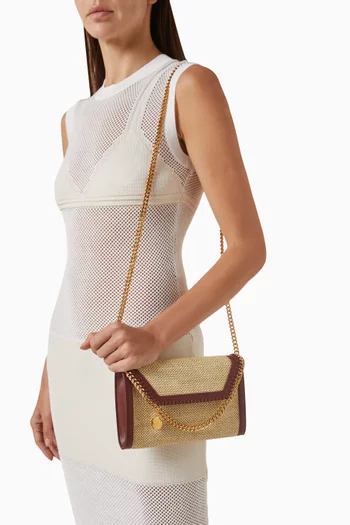 Falabella Wallet Crossbody Bag in Raffia