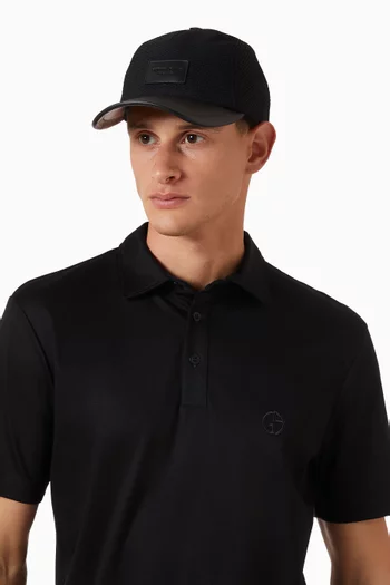 Logo-patch Baseball Cap in Mesh & Leather