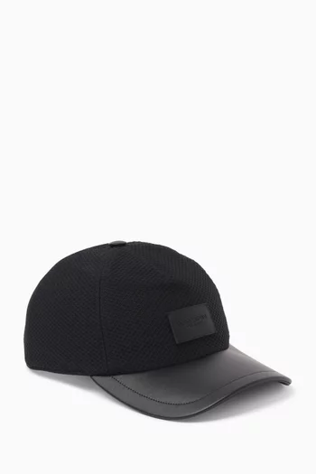 Logo-patch Baseball Cap in Mesh & Leather