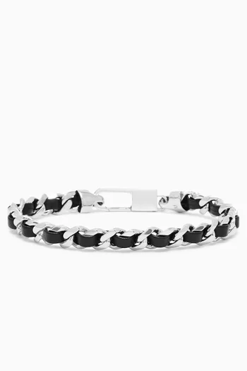 Rope Bracelet in Sterling Silver & Leather