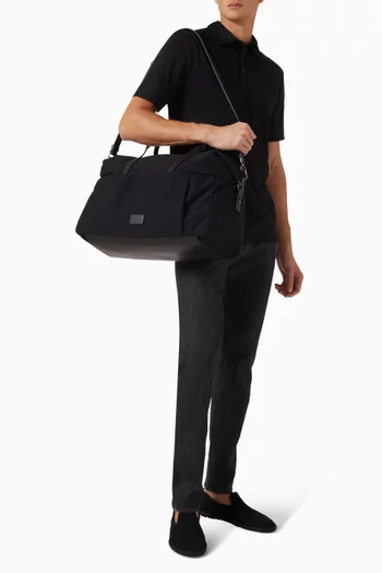 Holdall Weekender Bag in Mesh & Leather