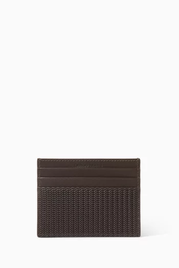 Wave-print Card Holder in Leather