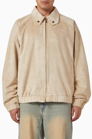 Perforated Faux Suede Jacket