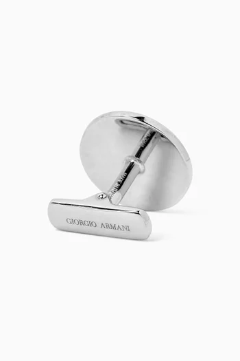 Logo Mother-of-Pearl Cufflinks in Sterling Silver
