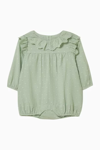 Baby Girl Fern Dobby Romper in Cotton