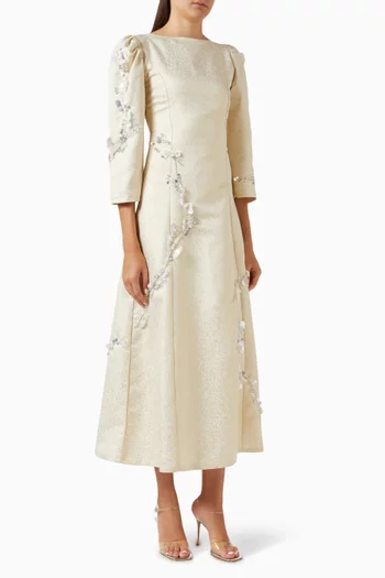 Embellished Brocade Dress