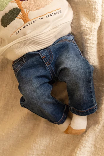 Baby Boy Fox Pull-on Jeans in Denim