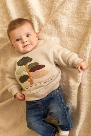Baby Boy Wild Side Boucle Sweatshirt in Cotton