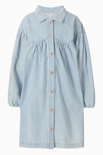 Junior Girl Winter Vacay Stripe Dress in Denim