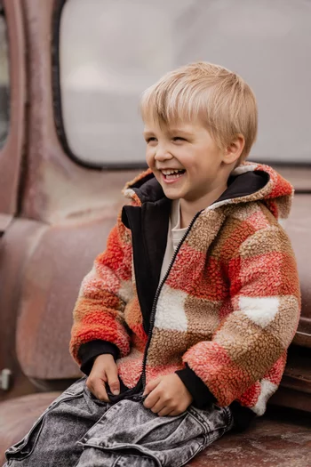 Mr Fox Check Jacket in Sherpa