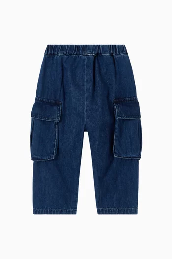 Baby Boy Pull-on Cargo Jeans in Denim
