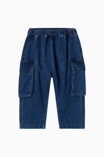 Baby Boy Pull-on Cargo Jeans in Denim