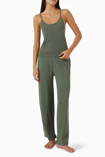 Pointelle Sweater Scoop Neck Cami Top