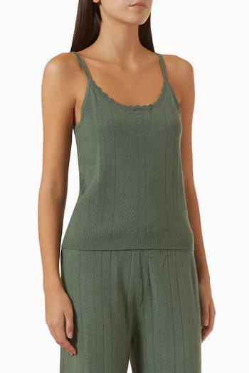 Pointelle Sweater Scoop Neck Cami Top