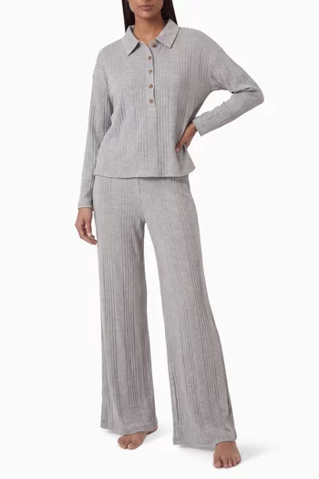 Variegated Rib Wide-leg Pants