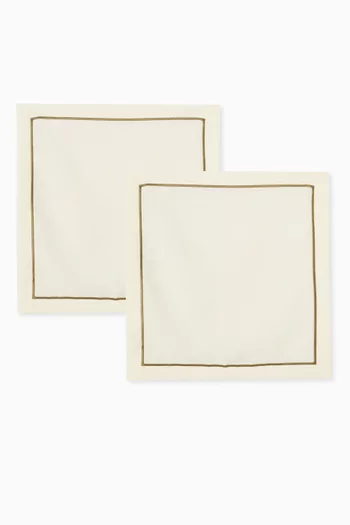 Palm Embroidered Napkins in Linen