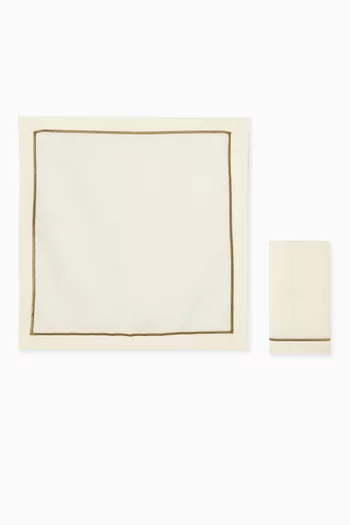 Palm Embroidered Napkins in Linen