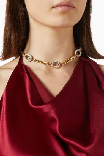 Corsica Crystal Chain Necklace in Gold-plated Brass