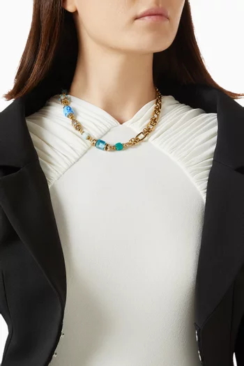 Rialta Stone Chain Necklace in Gold-plated Brass