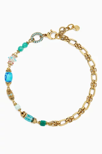 Rialta Stone Chain Necklace in Gold-plated Brass