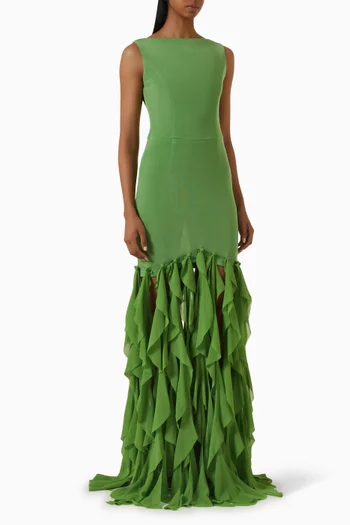 Marison Ruffled Fringe Gown