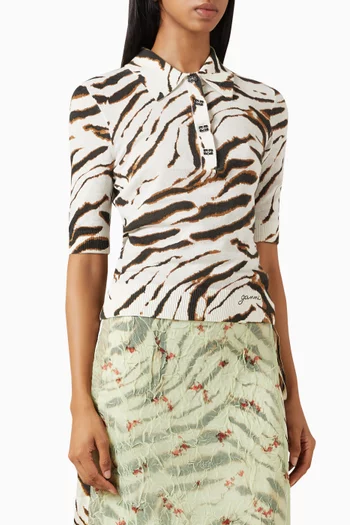 Zebra-print Polo Shirt