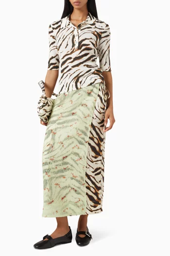 Shibori Skirt in Stretch-satin