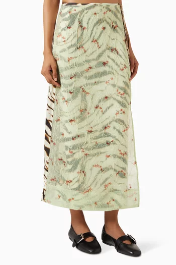 Shibori Skirt in Stretch-satin