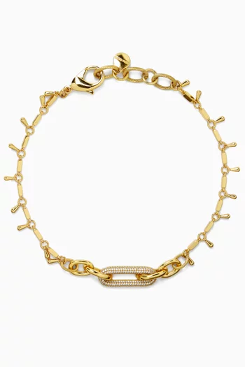 Orbit Pave Charm Necklace in Gold-plated Brass