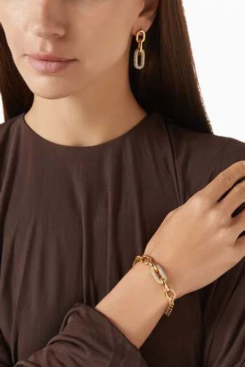 Unity Links Pave Link Charm Bracelet in Gold-plated Brass