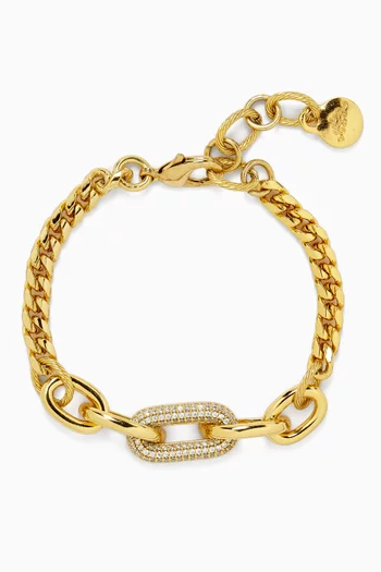 Unity Links Pave Link Charm Bracelet in Gold-plated Brass
