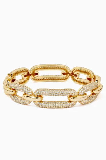 Beyaz Crystal Bangle in Gold-plated Brass
