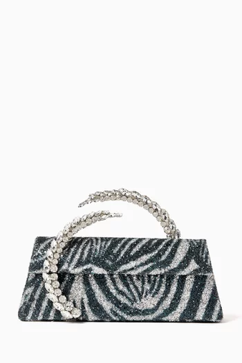 Karma Spiral Clutch in Zebra-print Glitter