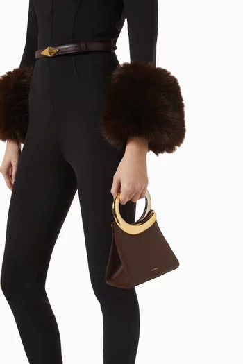 Small Halo Bucket Top-handle Bag in Leather