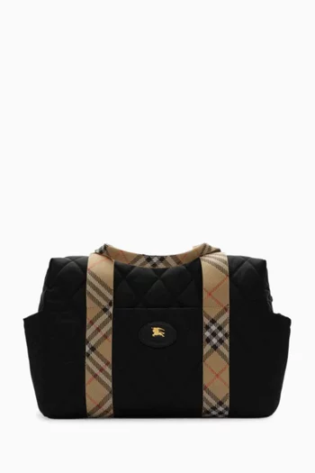 Check Trim Quilted Baby Changing Bag in Nylon