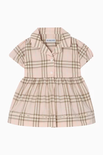 Check Dress & Bloomers Set in Cotton