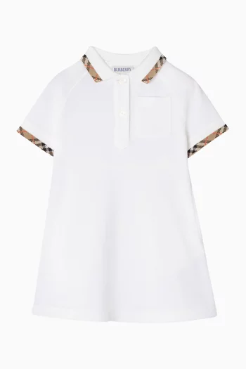 Check-trim Polo Dress in Cotton