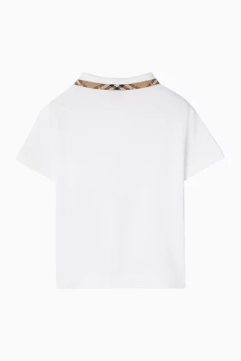 Check-Collar Polo T-shirt in Cotton Pique
