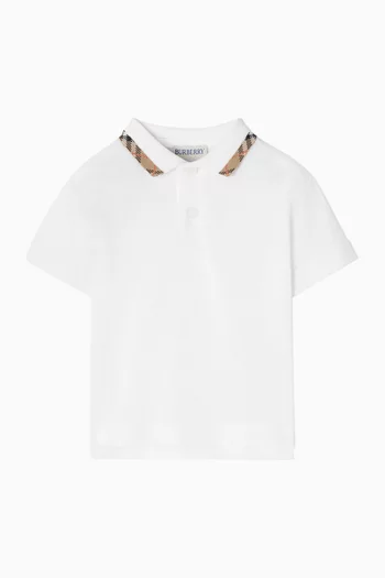 Check-Collar Polo T-shirt in Cotton Pique