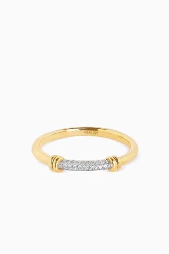Pave Twist Band Ring in 18kt Gold-plated Silver