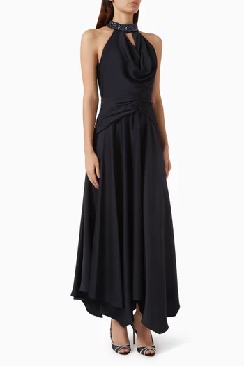 Halterneck Dress in Crepe