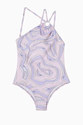 Printed One-shoulder Swimsuit